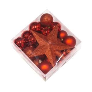 Nordic Winter sæt m/julekugler og stjerne - rød