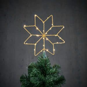Guldfarvet snefnug-topstjerne med lys